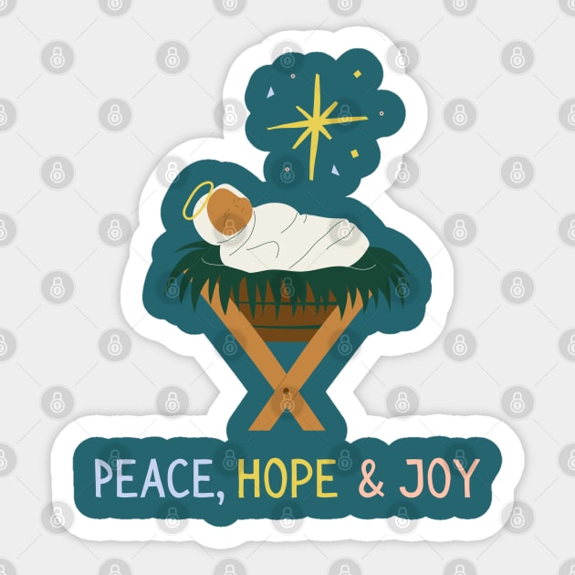 Peace Hope and Joy - Christian Apparel - Christian Christmas Sticker by ThreadsVerse